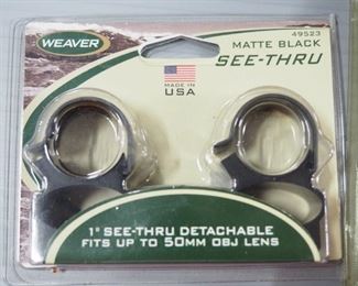 Assorted Scope Rings, Includes Redfield American And Weaver See-Thru Both In Package And Approx 8 Unmarked Rings With Uncounted Screws
