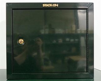 Stack-On Single Door Steel Gun Locking Handgun Cabinet Model GCG-900 With Keys, Includes 2 Interior Shelves, 18"H x 21"W x 10"D And Dehumidifier Rod