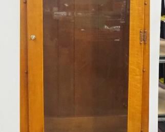 Wood And Glass Gun Cabinet With Lower Storage Area, Includes Key, Holds 6 Longarms, 72" H x 29" W x 15" D