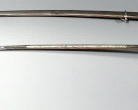 Cutlass Style Ceremonial Sword With US Patriotic Engraving, 34" Blade, In Scabbard