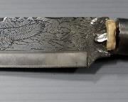 Fixed Blade Knife With Bald Eagle Engraving And Bone Handle, 9" Blade
