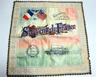 World War One Collection Includes Army Service Silk, General Pershing Iron Bank, Framed Soldiers Creed, 3 Photographic Books, And More