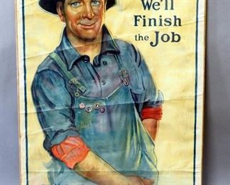 World War One Victory Liberty Loan Lithograph By Gerrit A. Beneker, 1918, 26" Wide x 39" High