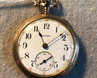 c.1913 "ILLINOIS WATCH CO." Springfield, IL, Gold Case, Pocket Watch (Yes, it works!)