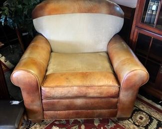 "NORWALK Handcrafted in USA FURNITURE CO." Distressed Leather Arm Chair 