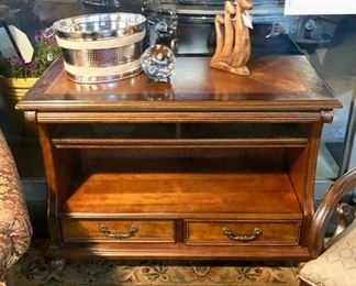 Solid Wooden Entertainment Cabinet (or could be used as a small buffet/server), with a Matching Coffee Table, and two End Tables
