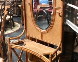 GREAT PIECE! Vintage Bamboo & Rattan Hall Tree / Umbrella/Hat Stand in Excellent Condition! 