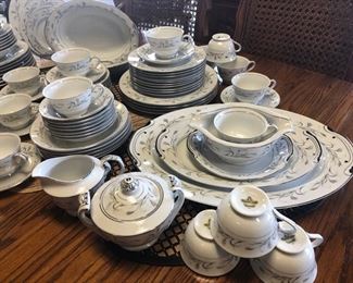 c.1959,  94 Pieces, "PLATINUM GARLAND, By Harmony House Fine China," Pattern #3541, Discontinued Pattern