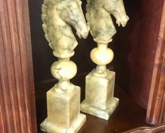 Vintage, Pair of 20" Tall Marble Horses (these were lamps at one time)