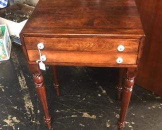 2-Drawer, Small Vintage Wooden Table