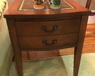 Pair of Leather Top End Tables