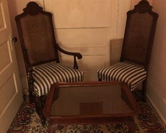Pair of Chairs and Chippendale Style Coffee Table