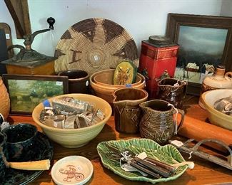 Some of the many collectible items including a wonderful Native American basket