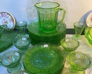 Some of the green depression glass available