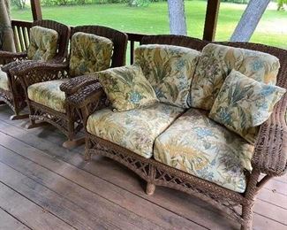 Comfy wicker rockers and settee. Come try 'em out!