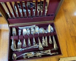 100+ piece set of Lund Chatelaine sterling flatware with check