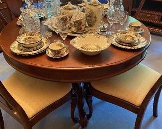 Johnson Brothers Friendly Village dishes on nice round dining table with 4 chairs