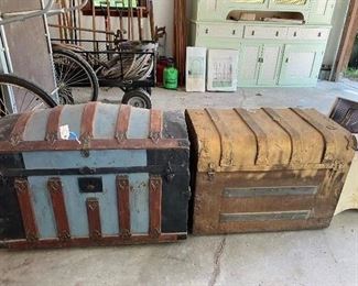 Two old trunks in the garage