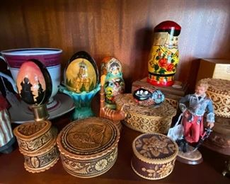 A nice selection of Russian wooden boxes