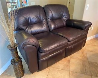 Leather recliner love seat