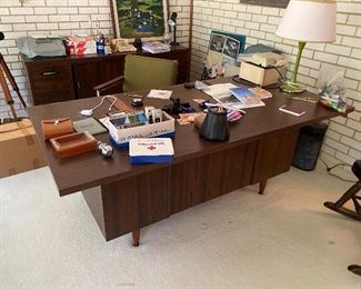 Mid Century office furniture, desk/credenza and cool office chair
