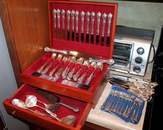 #5 - Reed & Barton "Rose Cascade" Sterling Silver Flatware - 129 pieces / service for 12