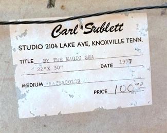 #6 - Carl Sublett "By The Magic Sea" original watercolor painting - signed and dated 1958