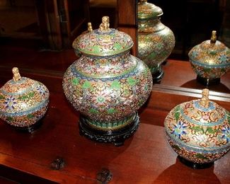 #16 - Chinese Cloisonné Covered Jars