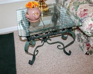 #29 - Glass Top Iron Coffee Table & 2 End Tables