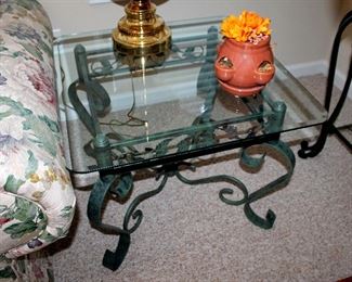 #29 - Glass Top Iron Coffee Table & 2 End Tables
