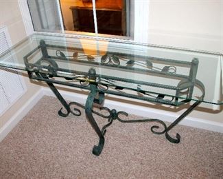 #30 - Glass Top Iron Console Table