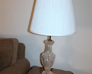 #43 - Pair of Crystal / Brass Table Lamps & Brass Floor Lamp