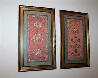 #47 - Pair of Asian Framed Silk Artwork