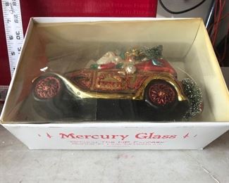 Mercury Glass Santa Car $20.00