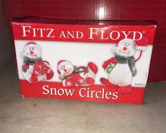 Fitz and Floyd Snow Circles new in box $8.00