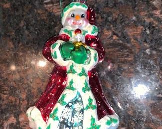Christopher Radko Snowman with red Coat and Holly  $18.00