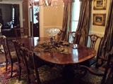 Dining Table and 8 chairs (including 2 arm chairs)