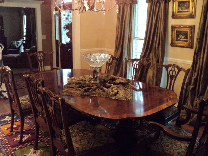 Dining Table and 8 chairs  (including 2 arm chairs)