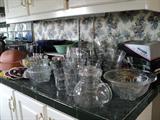 Lots of crystal, glassware, and misc. kitchen items.