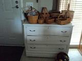 Antique 3 drawer chest painted white with Longaberger baskets!