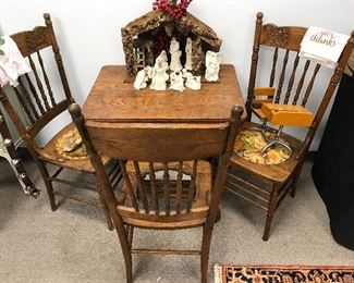 Antique  Table / Spindle  Back Chairs