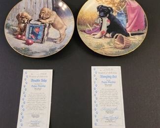 Set of 2 puppy playtime plate collection by Jim Lamb