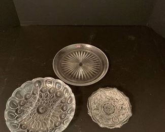 Set of three candy dishes one is 24% lead crystal