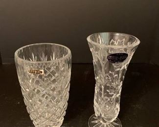 Set of two large crystal vases