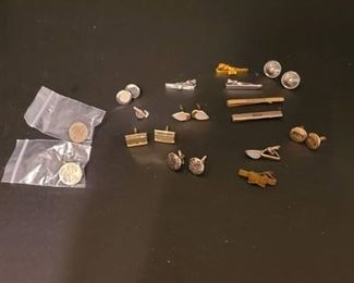 Assorted tie clips & cufflinks