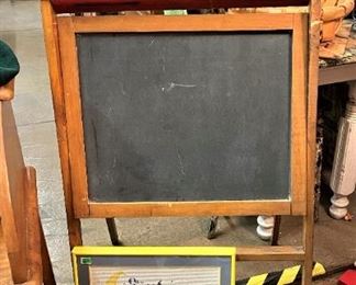 ANTIQUE CHILDS EDUCATIONAL CHALKBOARD STAND