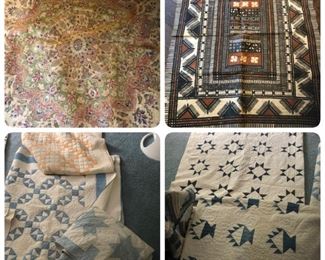 1920’s 10x12 rug, Paper rug, Vintage quilts