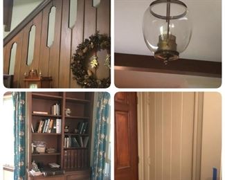 Bookcases, doors, stair rail