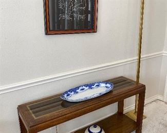 LOVELY TORCHERE LAMP/ SOFA TABLE /LARGE OVAL FLOW BLUE PLATTER