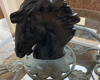 BLACK HORSE HEAD SCULPTURE/ SIGNED